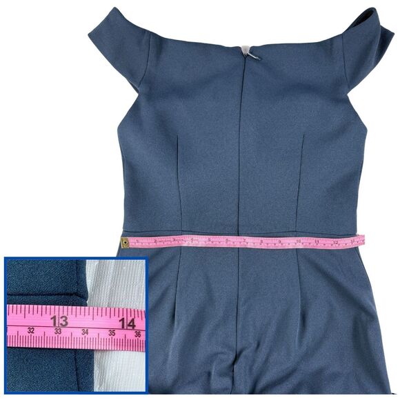 Azazie Nicolina Dress Mermaid Square Neckline Stretch Crepe Dark Navy Size A2 - Picture 5 of 8